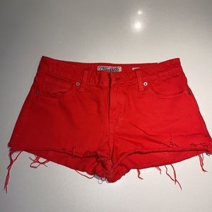 Lucky Brand. Red denim shorts. Size 2/26. Hardly used